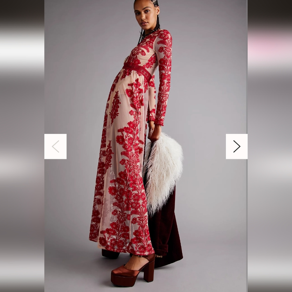Free People Temecula Dress For Love & Lemons Maxi  Barberry M NWT 8 sold out!